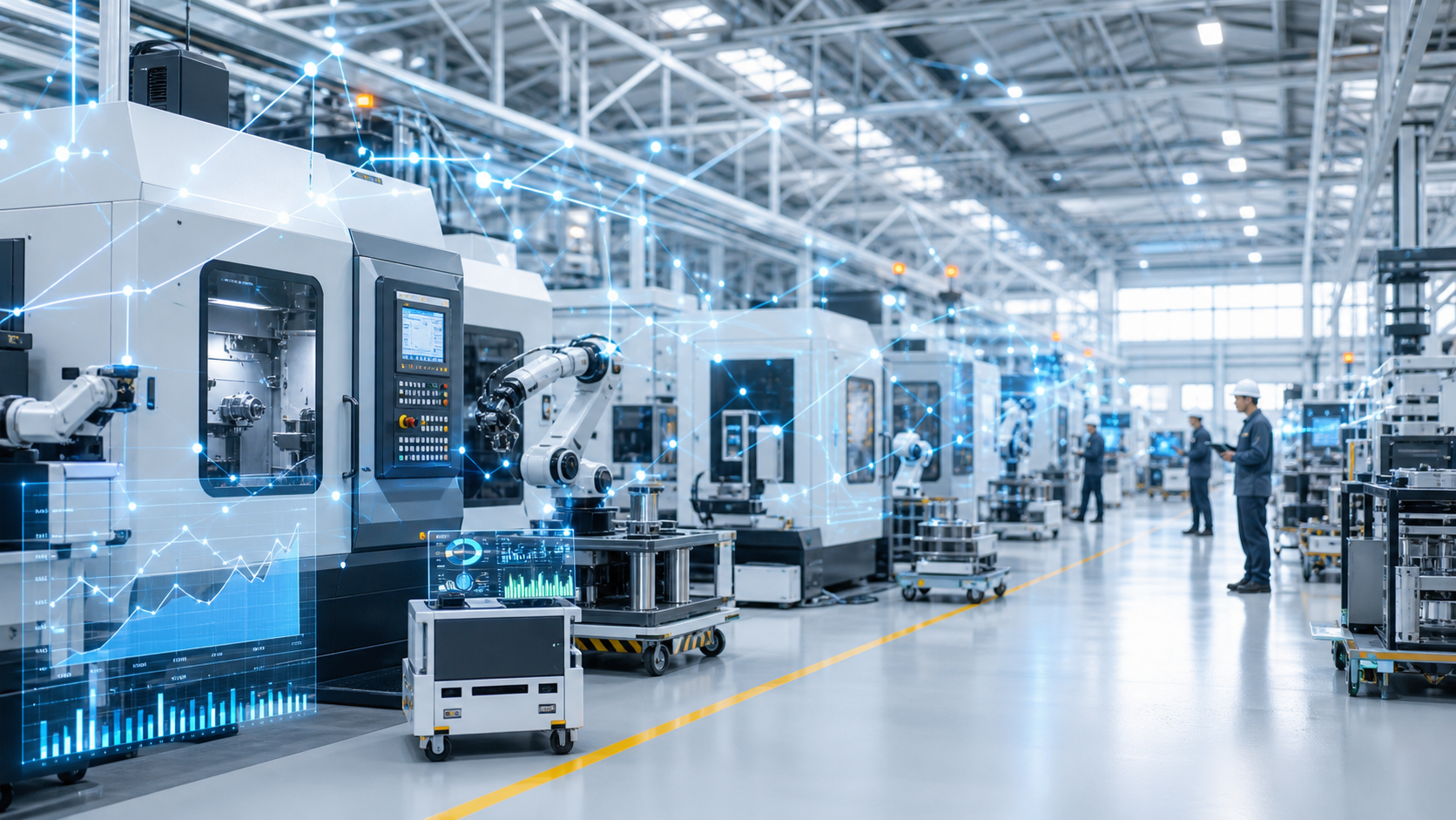 Smart manufacturing shopfloor with AI data overlays